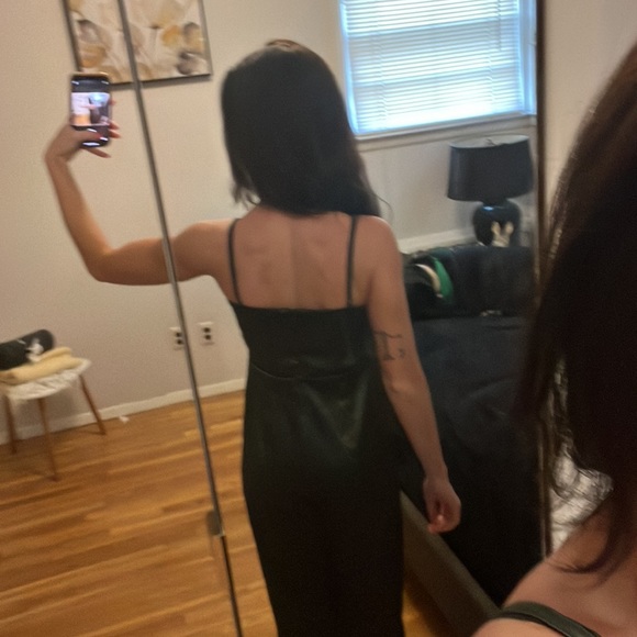 Lulu’s Flirty Agenda Dark Green Satin Bustier
Wide-Leg Jumpsuit - Picture 5 of 5